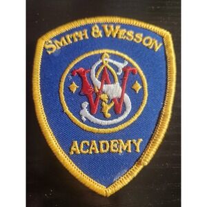 Vintage Smith & Wesson Academy Patch Sew-On Embroidered Blue Gold Shield